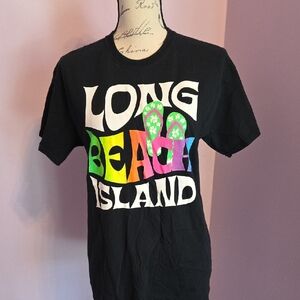 Gildan Long Beach Island Black T-Shirt Size Medium